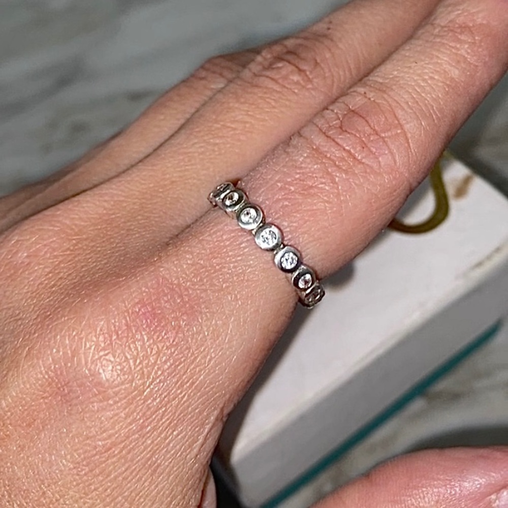 🪞 NEW sterling silver round cut cz stones infinity band ring size 7